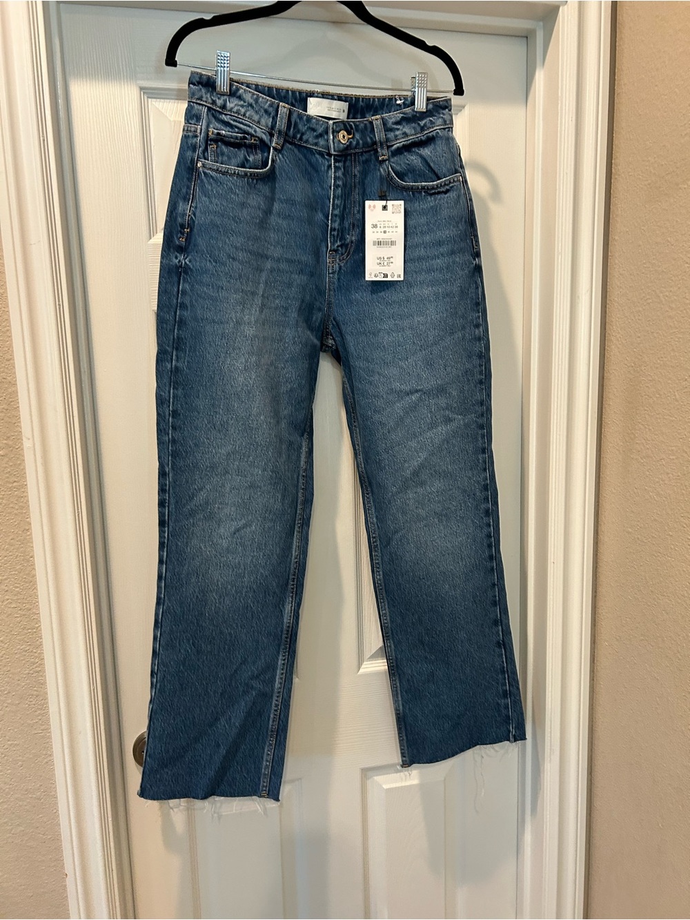 Zara JEANS High-Rise Wide Leg in Medium Blue Denim, NWT